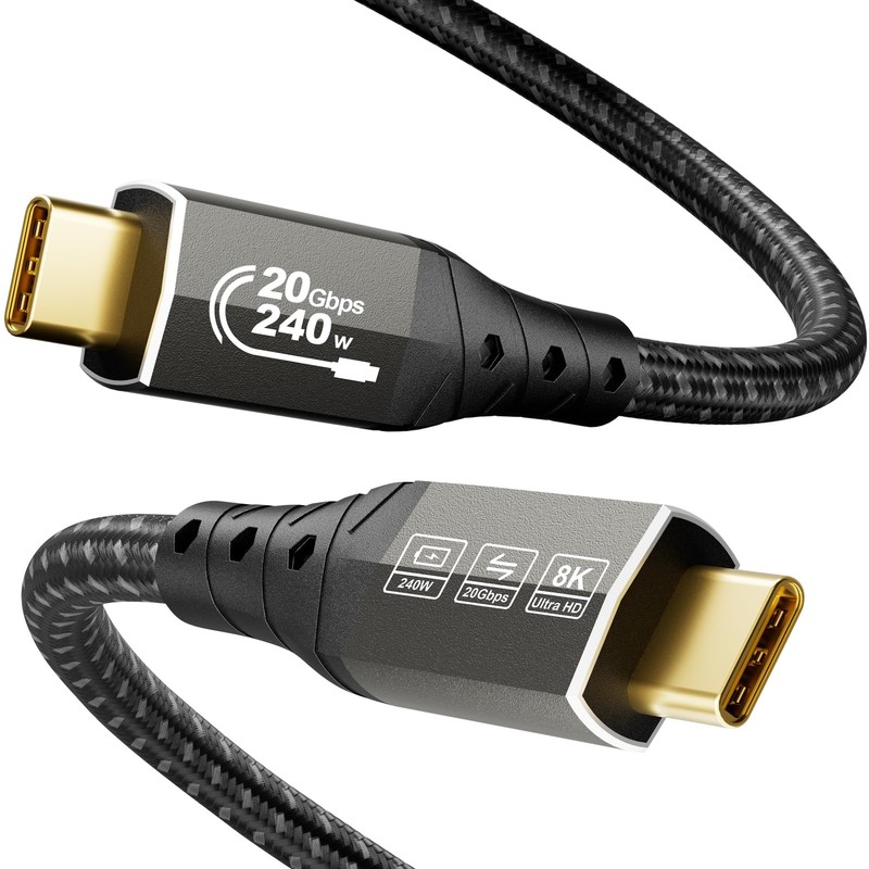 USB C to USB C Monitor Cable 6.6FT 240W 8K Video Data Transfer Type C