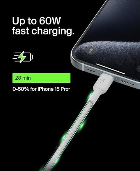 BELKIN Boost Charger CAB004bt1MWH Braided USB-C to USB-C Cable 3.3Ft/1m (90235) gallery