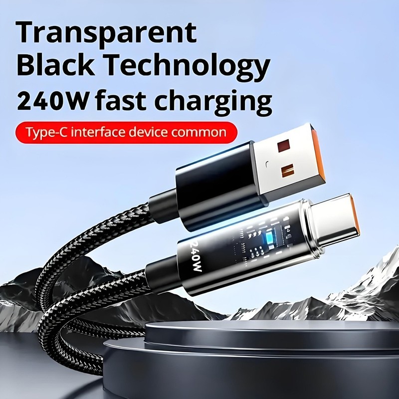 240w Super Fast USB Type-C Charging Cable Braid Phone Charger Lead Display USB-C gallery