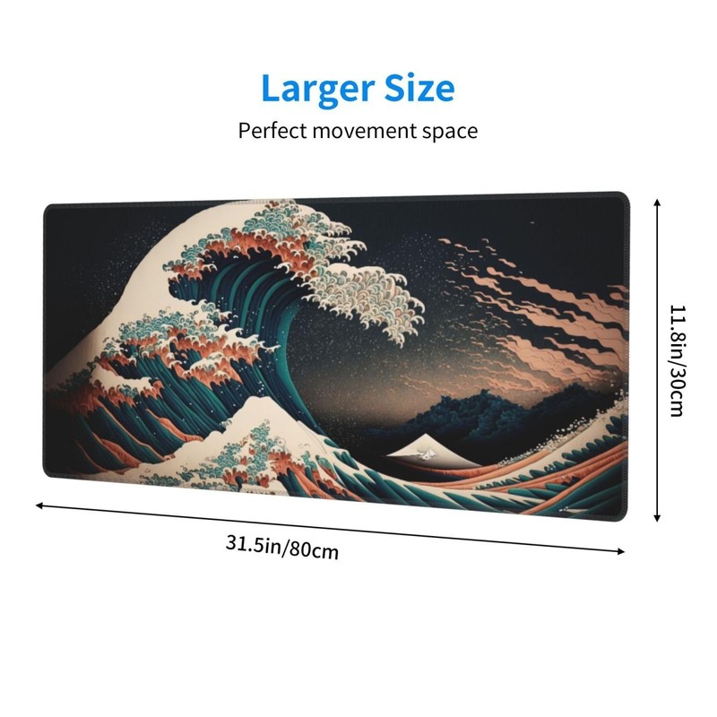 Japanese Waves in The Dark Gaming Mouse Pad XL, Large Non Slip Rubber Mousepa... gallery