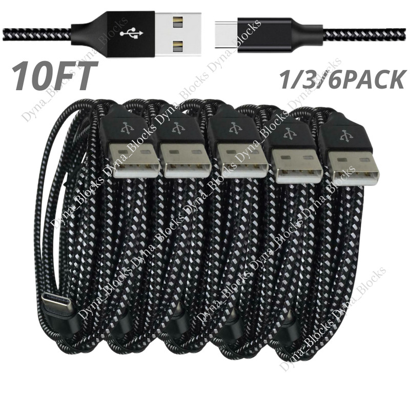 10FT USB Type C Fast Charger Cable Charging Cord For Samsung S8 S9 S10 Bulk Lot