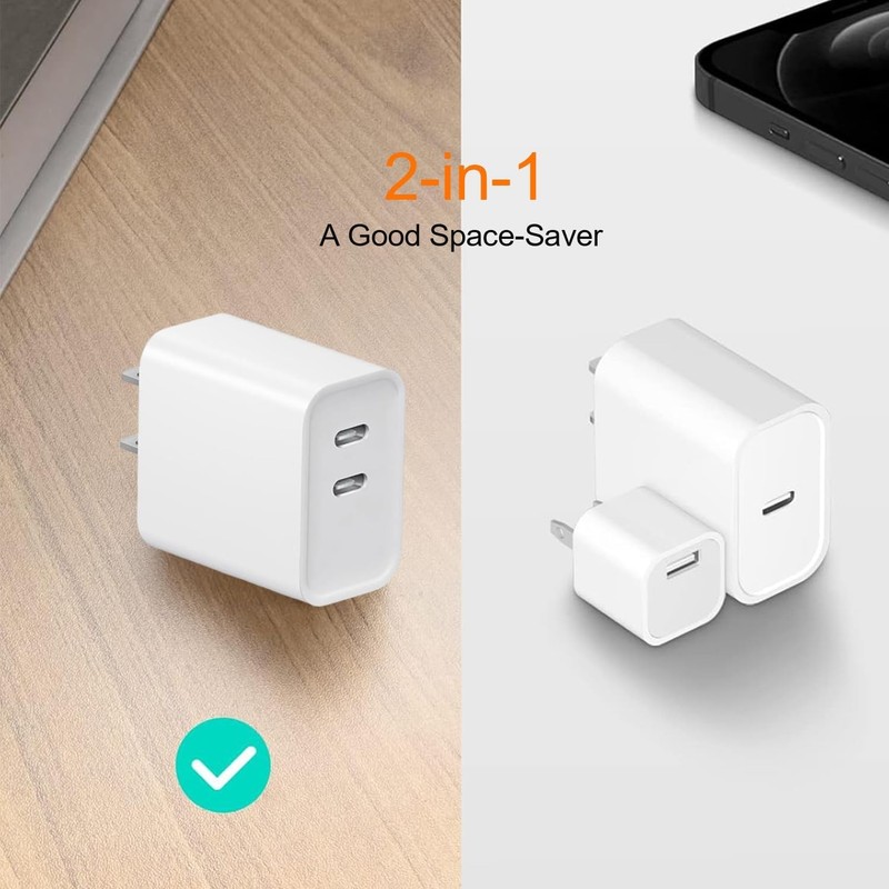 2x For Iphone 17 16 15 Samsung Charger Fast Charging USB C 2 Blocks 2 Cables gallery
