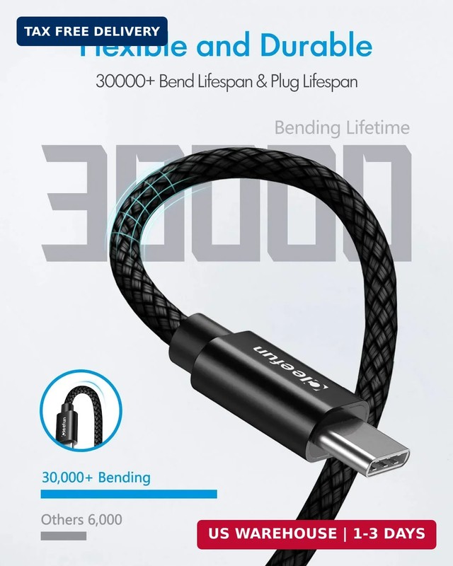 CLEEFUN Long USB C to USB C Cable 20ft, C to C Fast Charging Type C Charger | 1- gallery