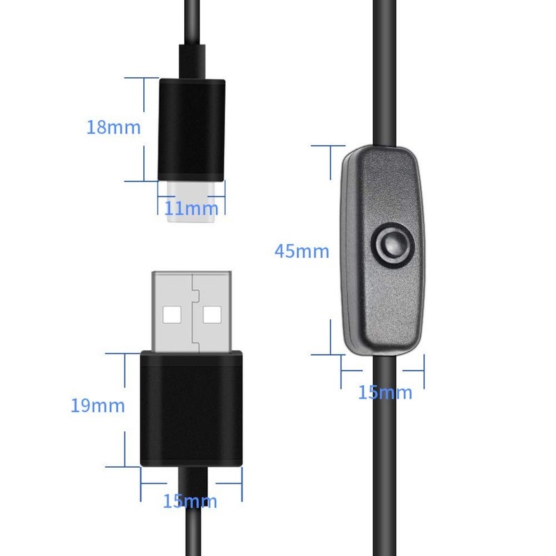 3A USB Type C Cable On/Off Power Button Switch Raspberry Pi & Phone Charging gallery