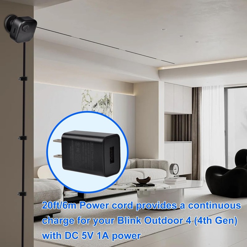 2 Pack 20Ft/6M Power Cable and Adapter Compatible with Blink Outdoor 2K+ / Outdo gallery