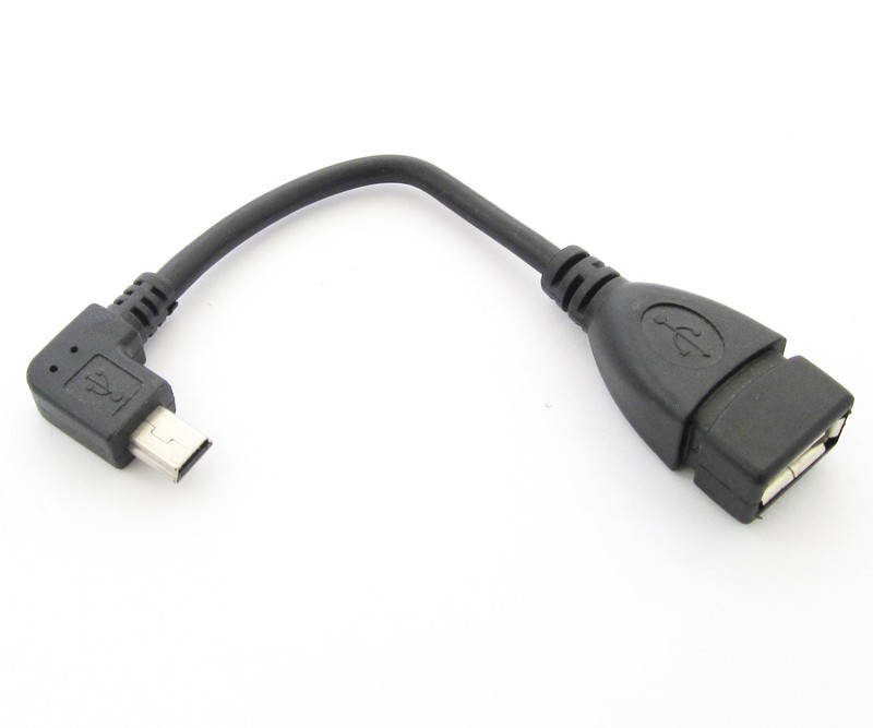 10x Right Angle 90D Host OTG Adapter Cable Mini 5pin USB male to USB 2.0 Female gallery