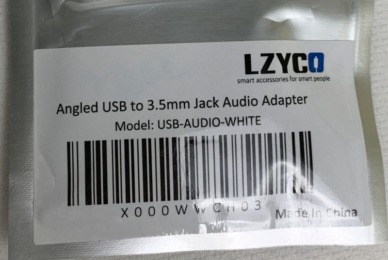 Angled USB To 3.5mm Jack Audio Adapter By LZYCO White Tech Connect Compact NEW gallery