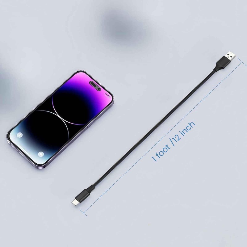 USB C to USBA 1ft Short Charging Cable for iPhone 15/16/17 Pro Max, CarPlay gallery