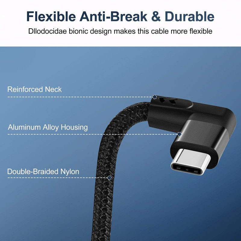 100W USB C Extension Cable 1.6FT 20Gbps 90 Degree Right Angle 3.2 2 PCS gallery