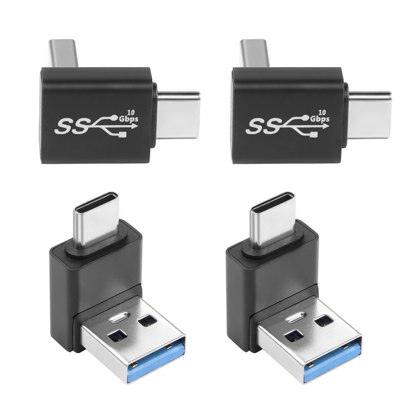 4 PCS 90 Angle USB 3.1 Male to TypeC Male Charging Adapter Data Plug 10Gbps