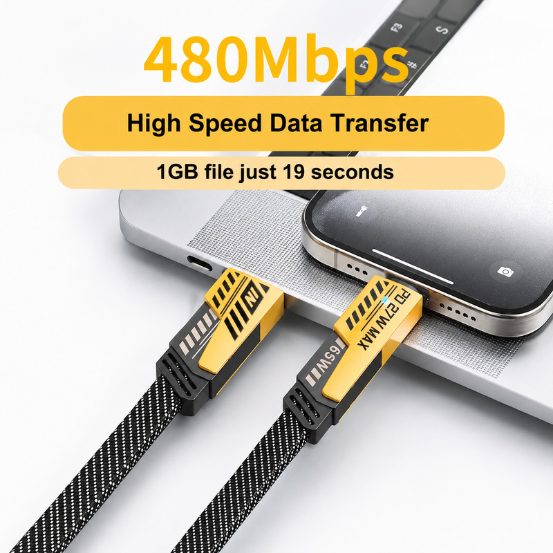 65W Fast Charging Cable 4 In 1 Braided USB C Micro USB Data Sync Cord 4FT gallery