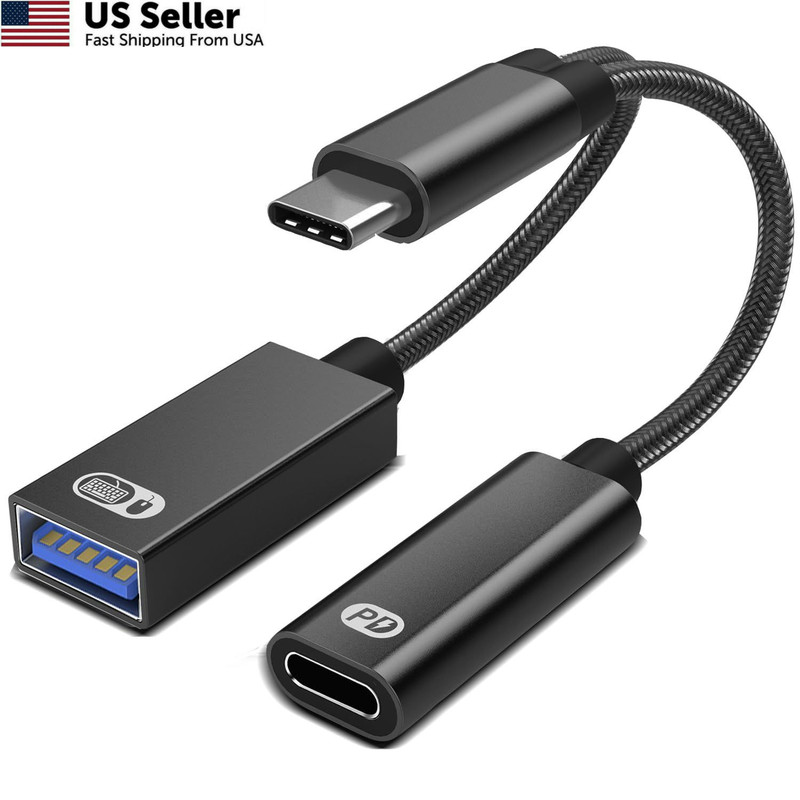 USB C to USB OTG Adapter 2 in 1 Splitter 60W PD Charge USB 3.0 for iPhone 15 Pro