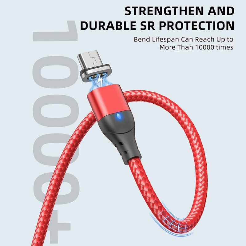 Type C Magnetic 3A LED USB Braided Fast Charger Charging Data Cable For Huawei gallery