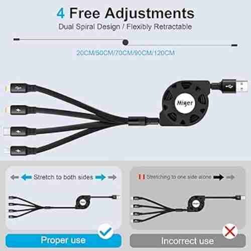 Multi Charging Cable, Retractable USB Fast Charger Cord 4 in 1 Chargers gallery
