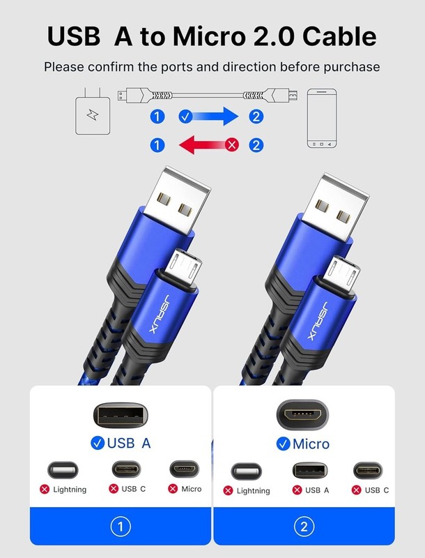 Universal 6.6FT Micro USB Charging Cable Set - Fast Data Transfer, Tangle-Free gallery