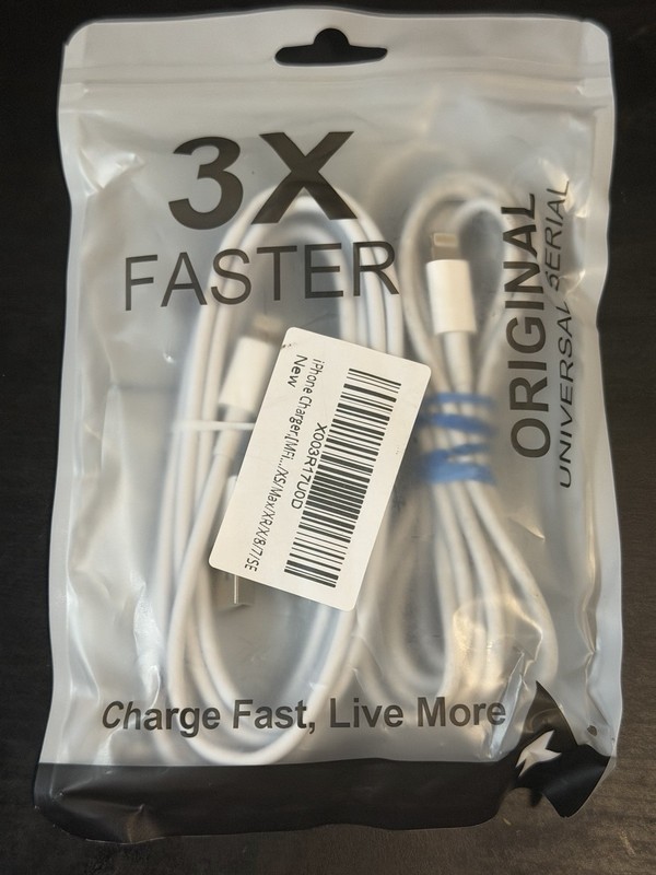 2 Pack 6FT White USB-A to Lightning Cables. Esbeecables. Open box. MFi Certified gallery
