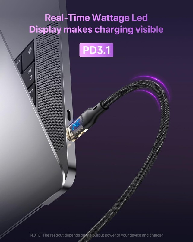 2-Pack 240W USB C to USB C Charging Cables - LED Display, 4ft, for All Devices gallery