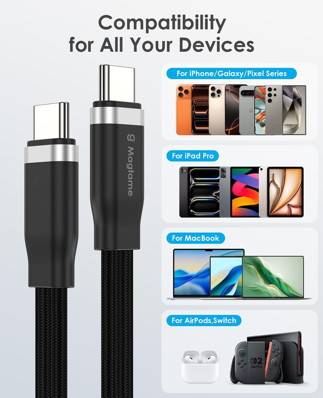 5FT Magnetic Coiled USB to USB Cable, 60W Fast Charging and Data Cord, Windin... gallery