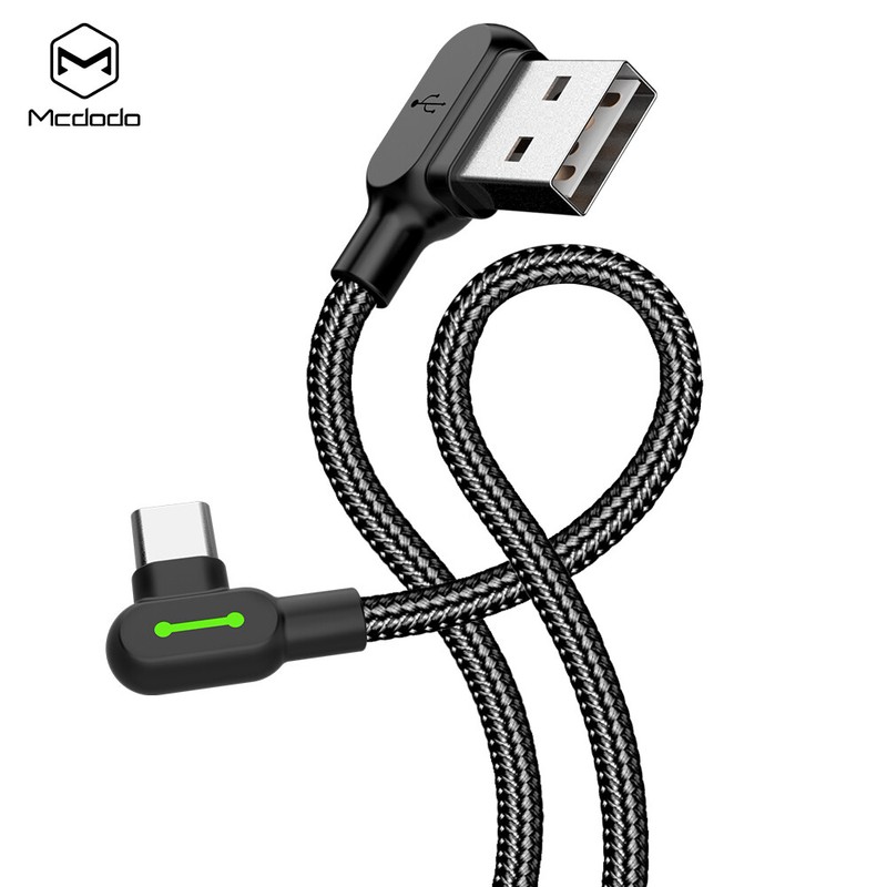 Mcdodo LED Elbow USB Type-C Charger Cable Cord for Samsung S26 S25 S24 S23 Ultra