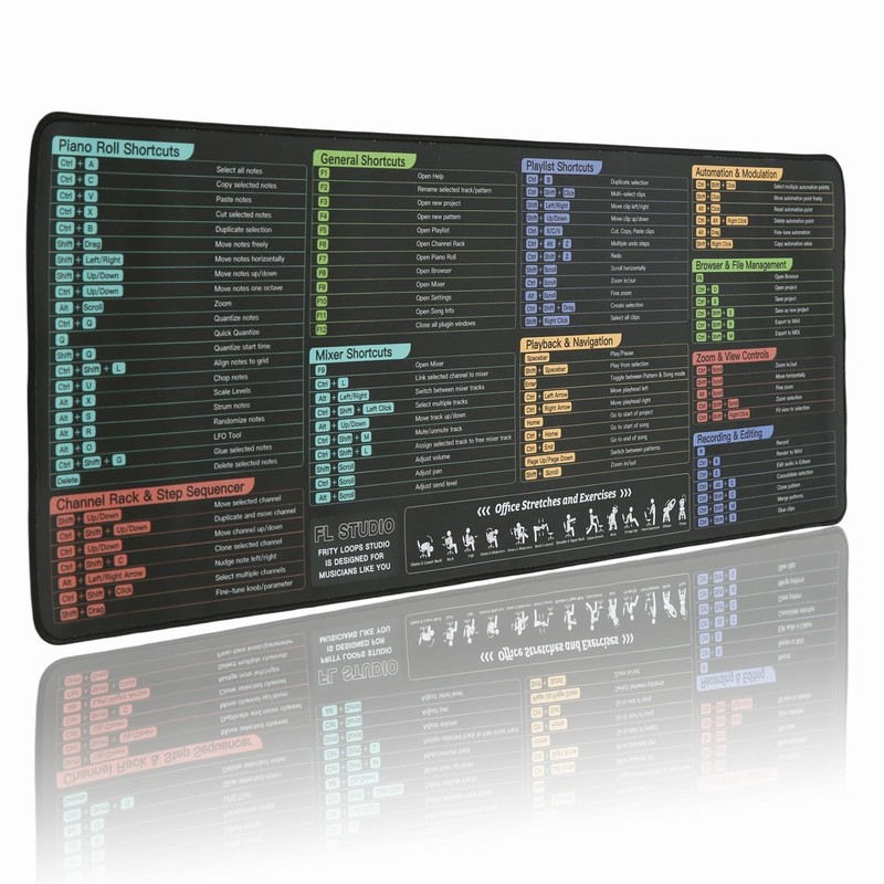 FL Studio Mousepad, Extra Large Fruity Loops Studio Shortcuts Mouse Pad, Larg…