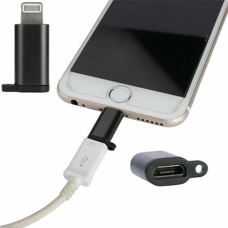 Micro USB to 8 Pin Data Converters Android to Apple Transfer For iPhone 2 Packs gallery