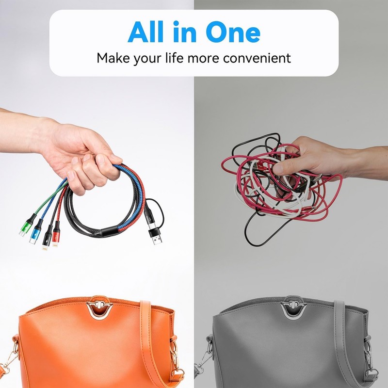 5 in 1 Multi Charging Cable 3.5A, Multi Fast Charging Cord USB A/C to Type gallery