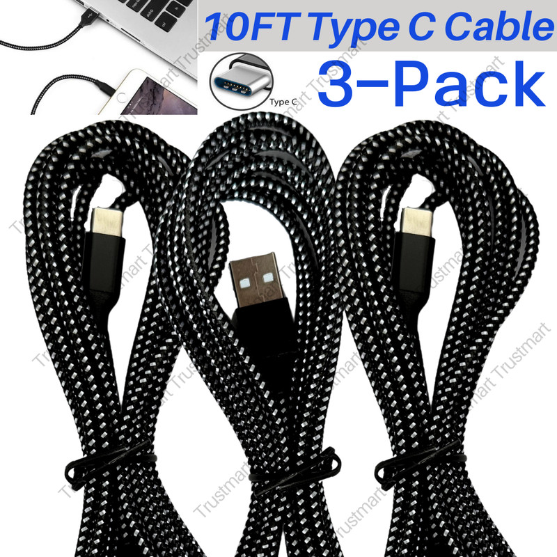 3X 10FT USB C Type C Fast Charger Cable For Samsung Android iPhone Charging Cord