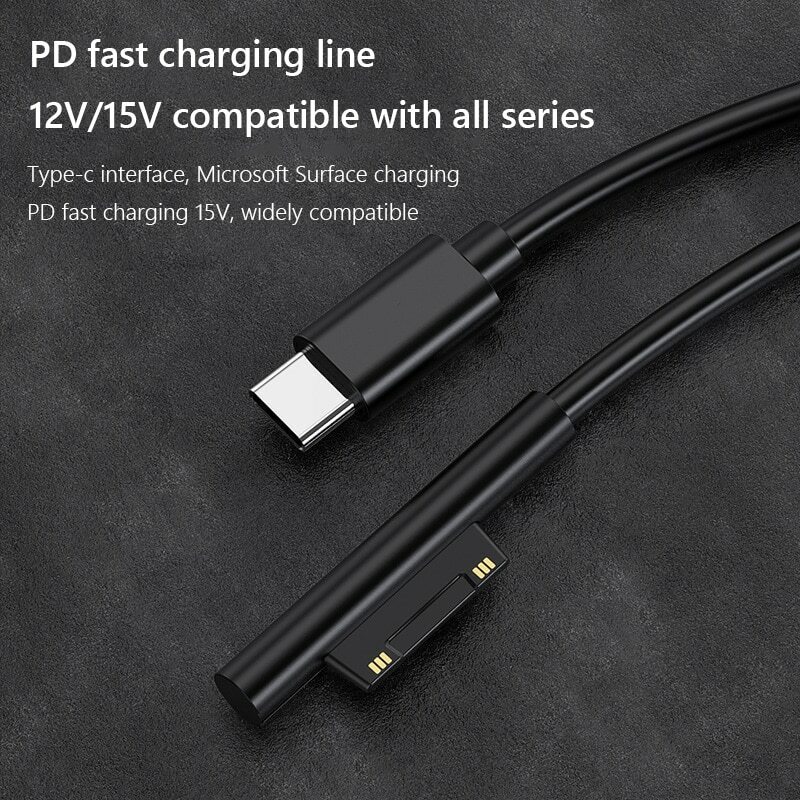 2 PACK Surface Pro 4 5 6 Book Laptop 5' Charging Cable USB-C PD 45W 15V 3A USB C gallery