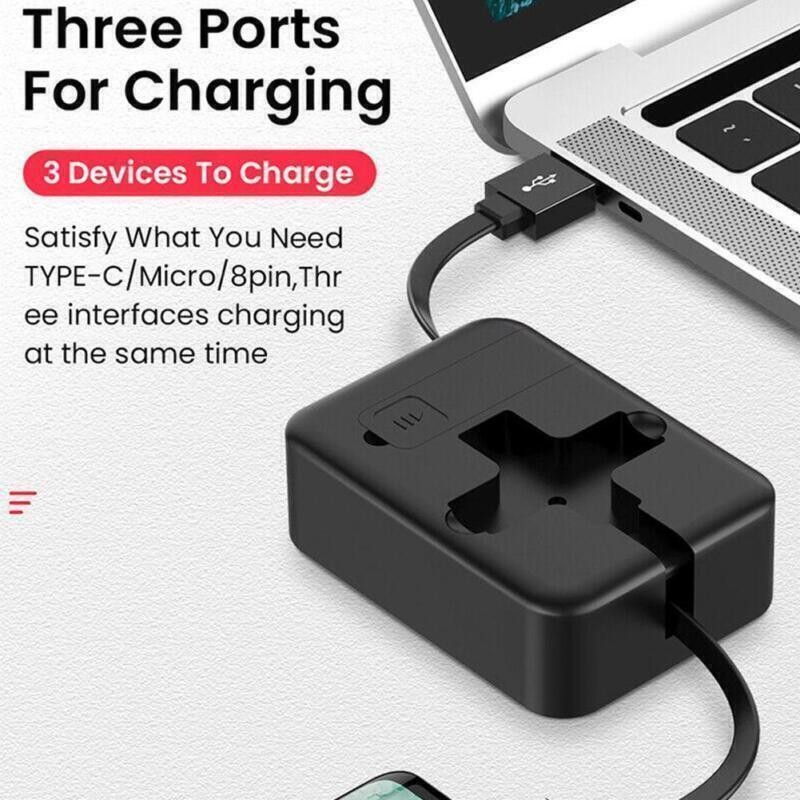 Retractable 3 in 1 Fast Charging Cable Charger Cord for iPhone USB Micro Type C gallery