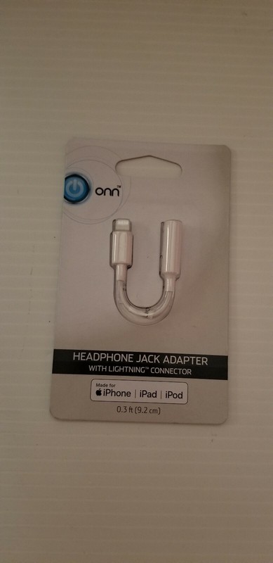 Onn Headphone Jack Adapter W/ Lightening Connector For iPhone/iPad/iPod New 3.5