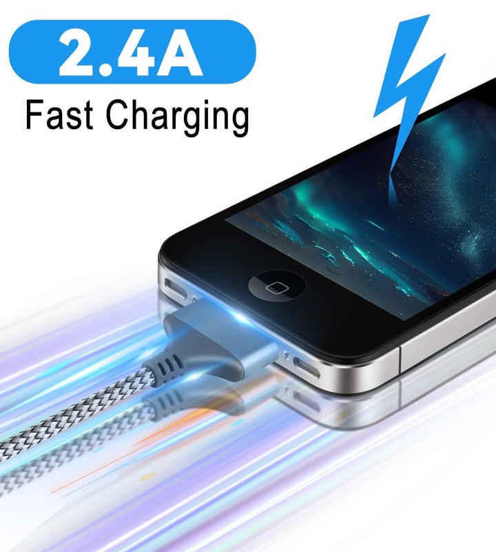 Herfair USB to 30 Pin Charger Cable Nylon Braided Charging Cord 1M/3FT gallery