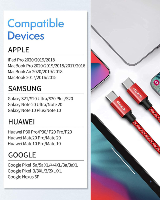 Etguuds [16Ft/5M] Long USB C to USB C Cable, Type-C to Type-C 2.0 Fast PD Charge gallery