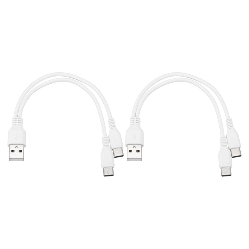 2 Pcs Multi USB A to 2 USB Type C 2 in 1 Splitter 8 Inch, White