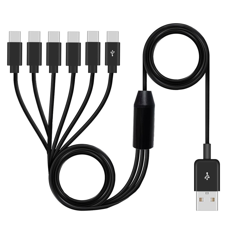 USB A to USB Splitter Cable 1 to 6 Ports, 6-in-1 Multi-Device Charging Hub wi...