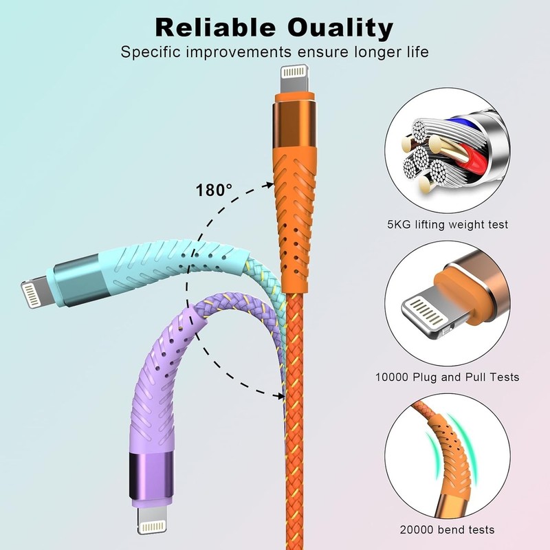 iPhone Charger Fast Charging Lightning Cable 6FT 3Pack[Apple MFi Certified] Long gallery