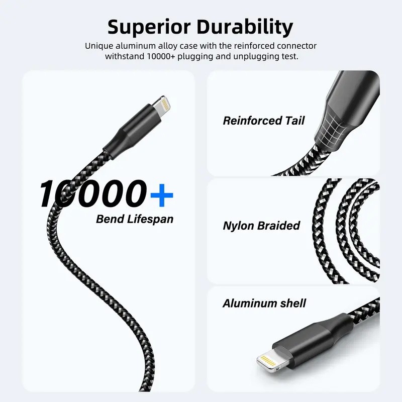 Fast Charger Cable Heavy Duty For iPhone 14 12 11 X XR 8 Charging Cord Wholesale gallery