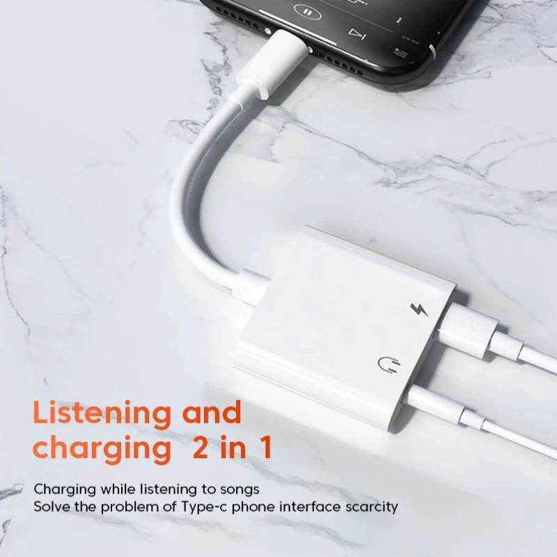2 in 1 Dual Adapter 3.5mm Headphone & Charger For iPhone 8 PLUS X XS XR 11 12 13 gallery
