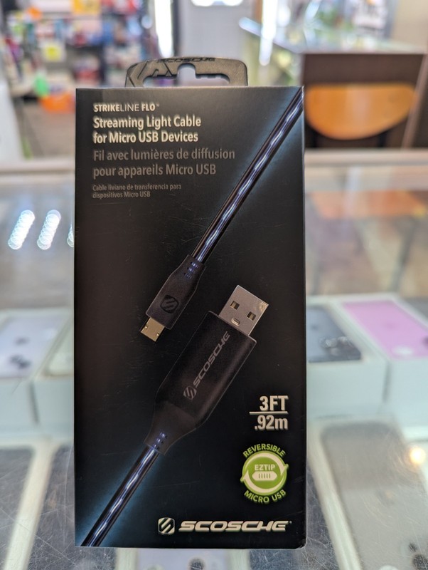 Scosche StrikeLine Flo – Charge & Sync Cable w/Flowing Charge LED for Micro USB