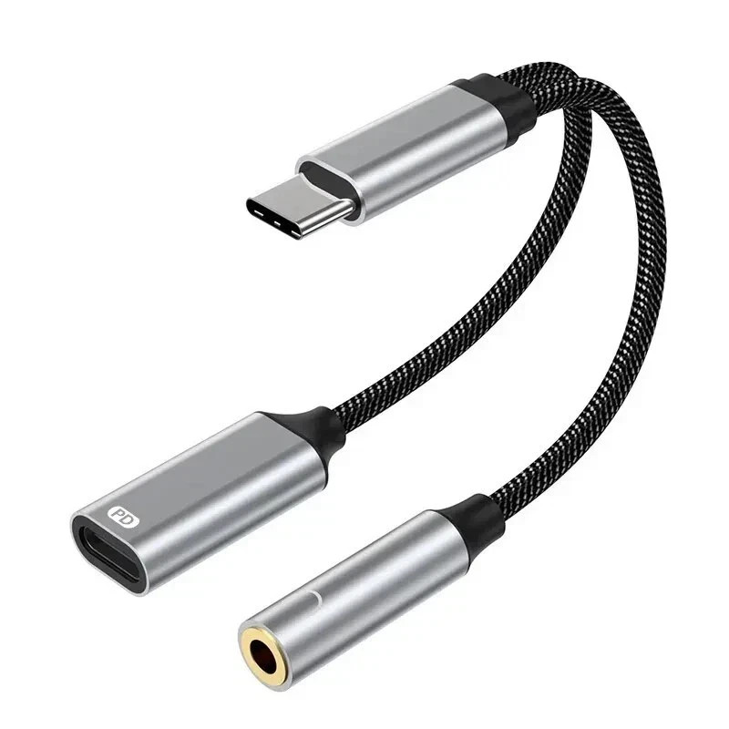 2 in 1 Type-C USB C to 3.5mm AUX Audio Headphone Jack Adapter Charger Cable New