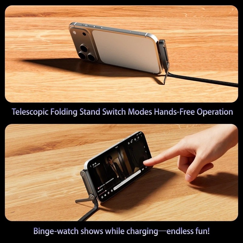 2-in-1 Invisible Holder Charger Cable–240W Fast Charging Cord with Phone Stand gallery