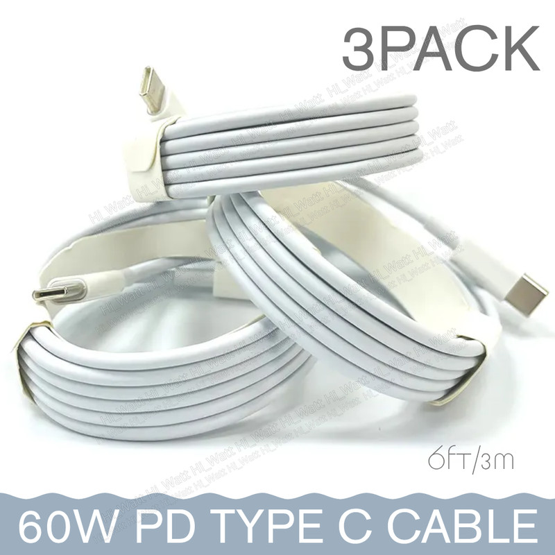 3X PD 60W USB-C Cable Fast Charging Cord 6FT For iPhone 15 16 17 Air Pro Max Pro