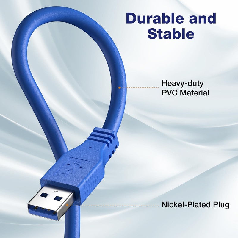 2 PCS Short USB 3.0 Extension Cable USBA Extender Male To Female 5Gbps 1FT gallery