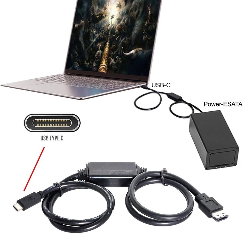 USB-C to eSATA Adapter 5Gbps Power Over eSATA for HDD/SSD/ODD gallery