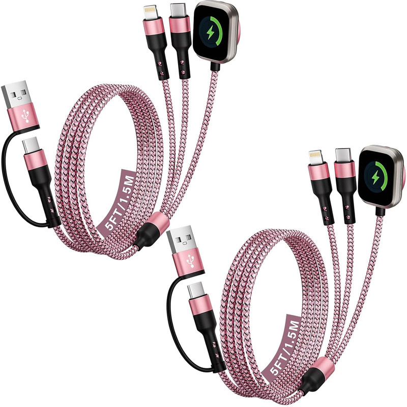 Cruise Travel Essentials, 2Pack 3 in 2 USB A/C Cable to Iphone 17 Charger/Iwatch