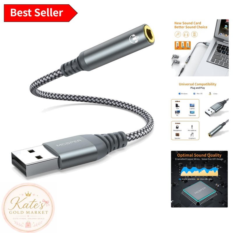 USB to 3.5mm Jack Audio Adapter - High-Definition Sound for All Devices