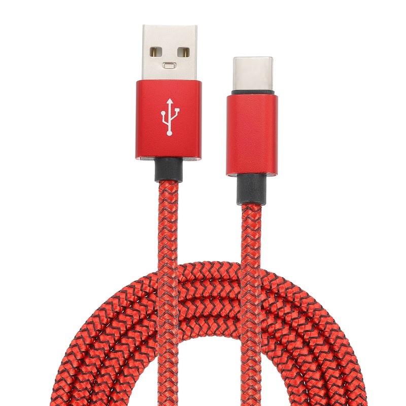 9.84ft USB Type C Charger Cable 2.4A Type-C Braided Charging Data Cord Red