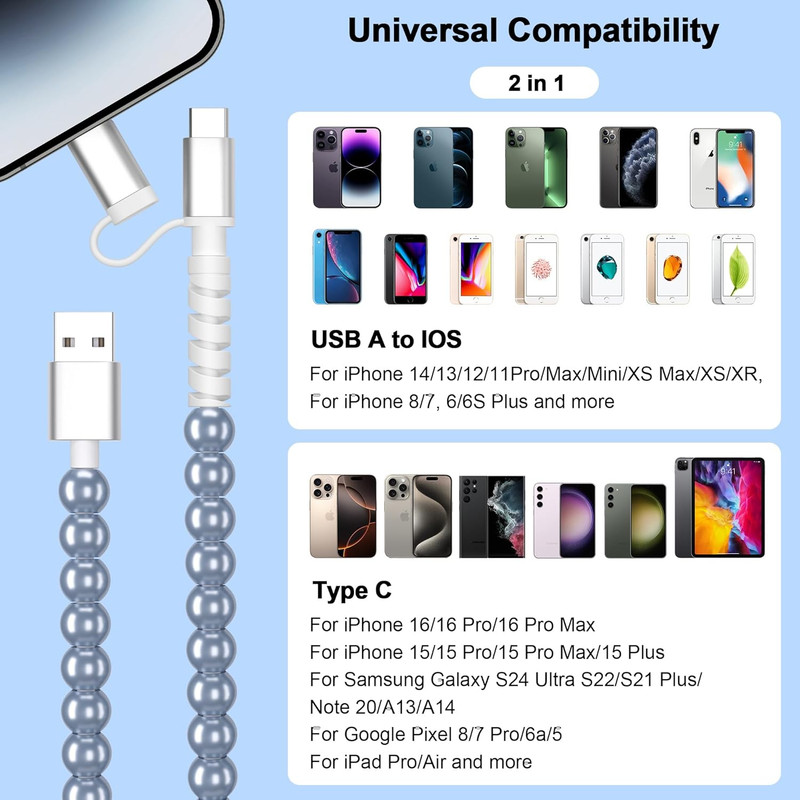 Hiandier USB C Cable[Mfi Certified]3.3Ft Multi 2 in 1 USB to USB C Fast Charging gallery