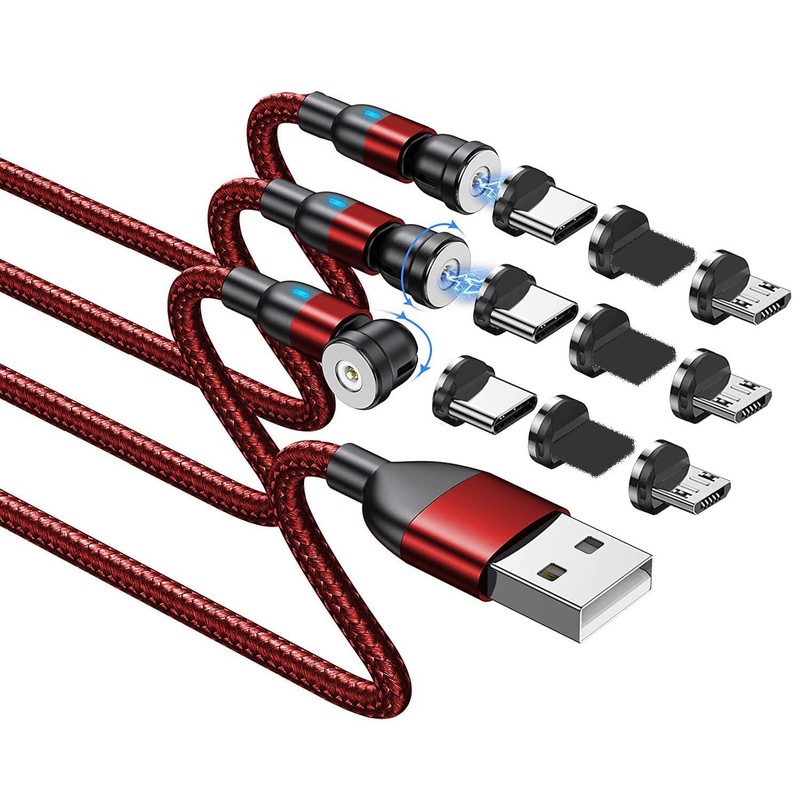 Magnetic Charging Cable 3-Pack 540° Rotation Magnetic Phone Charger Cable wit...