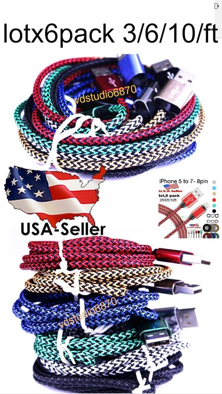 6 Pack 6FT USB Cable For iPhone 6 7 8 Plus iPhone 12 11 X XR XS Pro Charger Cord gallery
