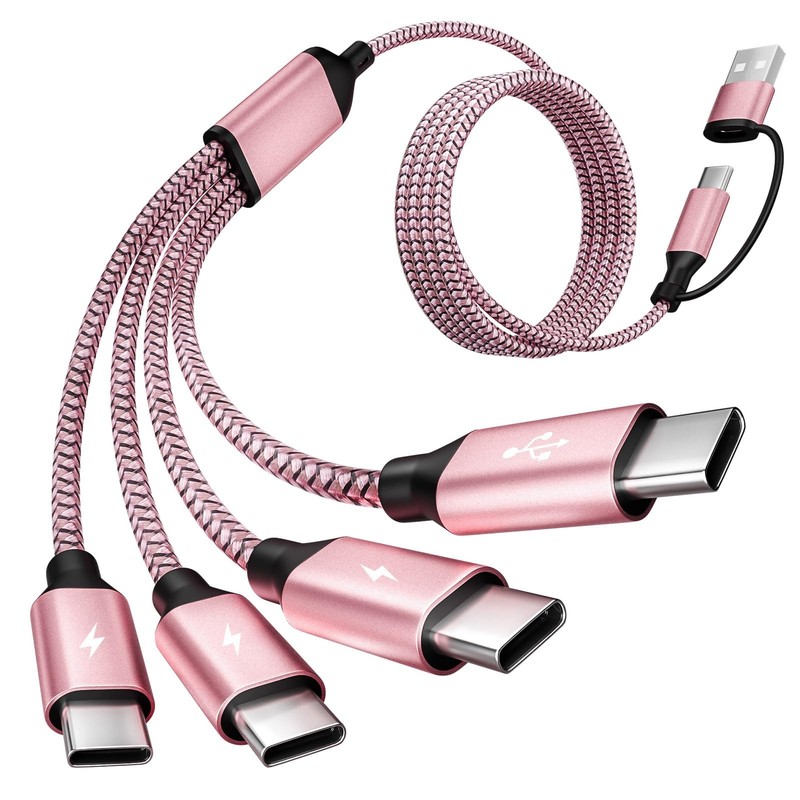 Travel & Car USB C Cable, USB C Splitter Multi Charging Cable, 4 in 2 USB A/C…